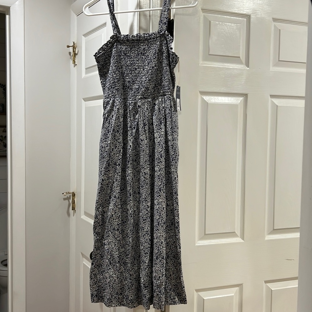 Navy Floral Smock Dress (S)